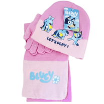 Conjunto Gorro+Cachecol+Luvas Bluey Rosa