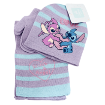 Conjunto Gorro+Cachecol+Luvas Stitch Violeta e Azul