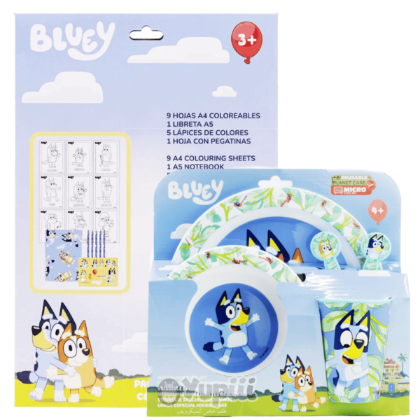 kit conjunto de colorir e set de refeição bluey