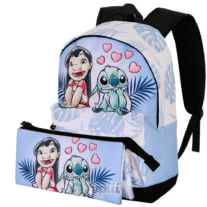 Conjunto Stitch "Couple" Mochila 44cm e Estojo Triplo