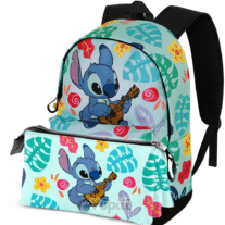Conjunto Stitch "Guitar" Mochila 44cm e Estojo Triplo
