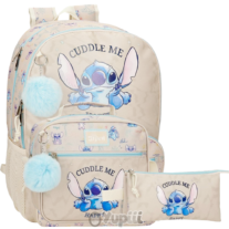 Conjunto Stitch "Cuddle Me" Mochila 44cm + Lancheira + Estojo