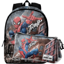 Conjunto Mochila 41cm e Estojo Triplo Spiderman "Thwip"