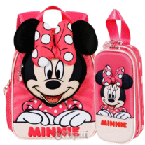 Conjunto Mochila 30cm e Estojo Duplo Minnie "Bobble"