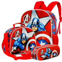Conjunto Mochila + Lancheira e Estojo 3D Avengers "Gravity"
