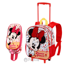 Conjunto Mochila Trolley e Estojo 3D Minnie Mouse "Flowered"