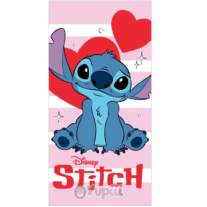 Toalha de Praia Stitch Hearts Microfibra 70x140cm