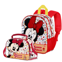 Conjunto Mochila e Lancheira 3D Minnie Mouse "Flowered"
