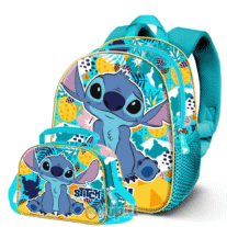 Conjunto Mochila e Lancheira 3D Stitch "Colors"