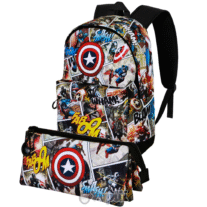 Conjunto Escolar Capitão América Multicolor Mochila 44cm + Estojo