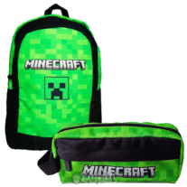 Conjunto Escolar Minecraft Mochila 40cm + Estojo