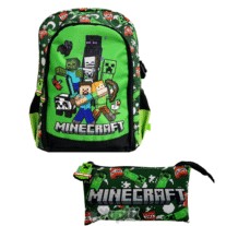 Conjunto Escolar Minecraft Mochila 40cm + Estojo Triplo