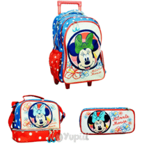 Conjunto Escolar Minnie Dots Trolley + Estojo + Lancheira