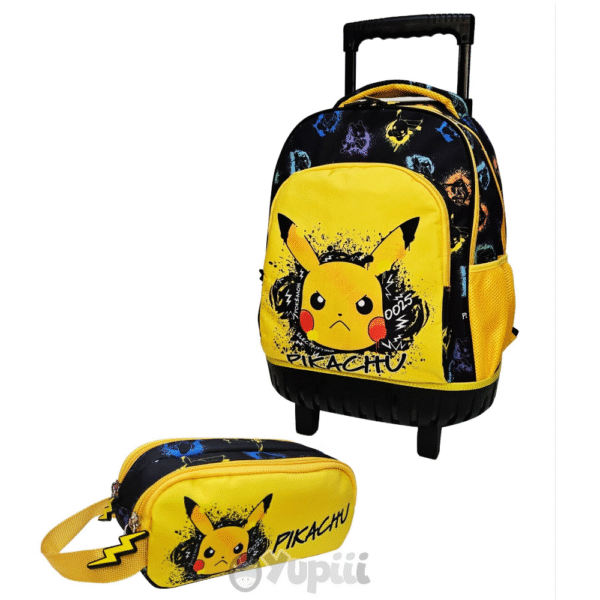 Conjunto Escolar Pikachu Skate Face Trolley + Estojo