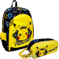 Conjunto Escolar Pokémon Pikachu Mochila 43cm + Estojo duplo