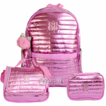 Conjunto Escolar Rebecca Bonbon Rosa Mochila 44cm + Estojo + Lancheira