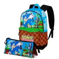 Conjunto Escolar Sonic The Hedgehog Greenhill - Mochila 44cm + Estojo Triplo