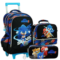 Conjunto Escolar Sonic 3 Trolley + Estojo + Lancheira