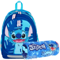 Conjunto Escolar Stitch Blue Mochila + Estojo