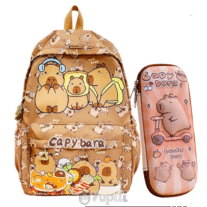 Conjunto Escolar Capivara Mochila 42cm + Estojo 3D