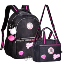 Conjunto Escolar Rebecca Bonbon Black Mochila 44cm + Lancheira