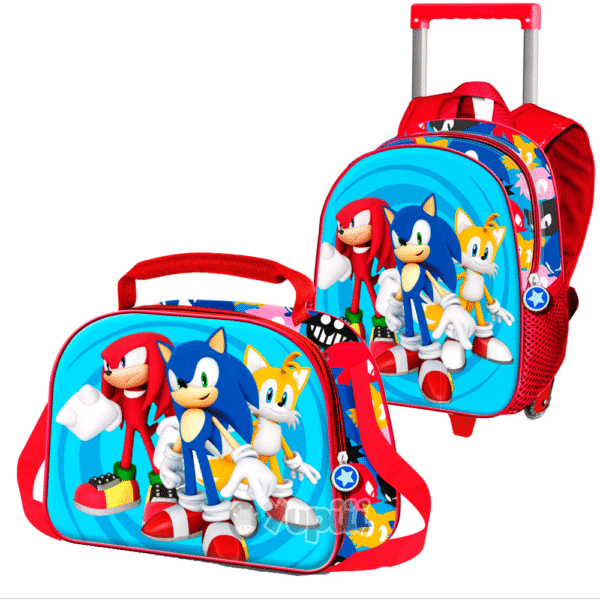 Conjunto Pré-Escolar Sonic Friends - Troley 3D 32cm + Lancheira 3D