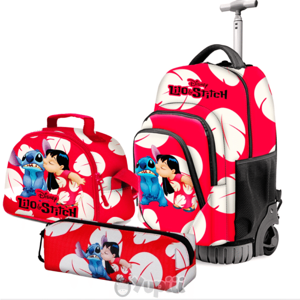 Conjunto Escolar Stitch "Kiss" Trolley + Estojo + Lancheira