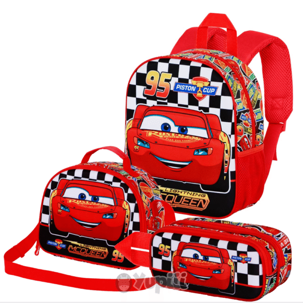 Conjunto Pré-Escolar Cars - Mochila + Lancheira + Estojo