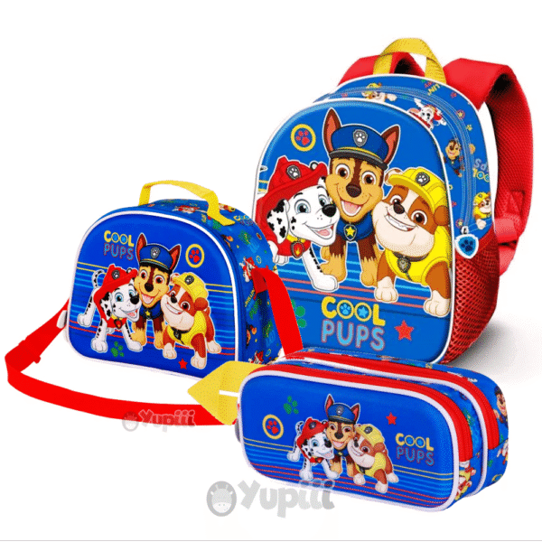 Conjunto Pré-Escolar Patrulha Pata Cool Pups - Mochila + Estojo + Lancheira
