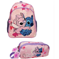 Conjunto Pré-Escolar Stitch Ibiscus Rosa - Mochila + Estojo