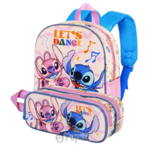 Conjunto Pré-Escolar 3D Stitch Let's Dance - Mochila e Estojo Duplo