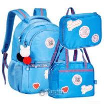 Conjunto Escolar Rebecca Bonbon Azul Mochila 44cm + Lancheira + Estojo
