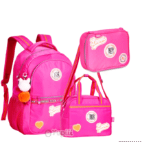 Conjunto Escolar Rebecca Bonbon Rosa Mochila 44cm + Lancheira + Estojo