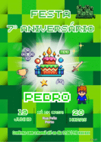Convite de Aniversário Minecraft Cake Personalizado 12un.