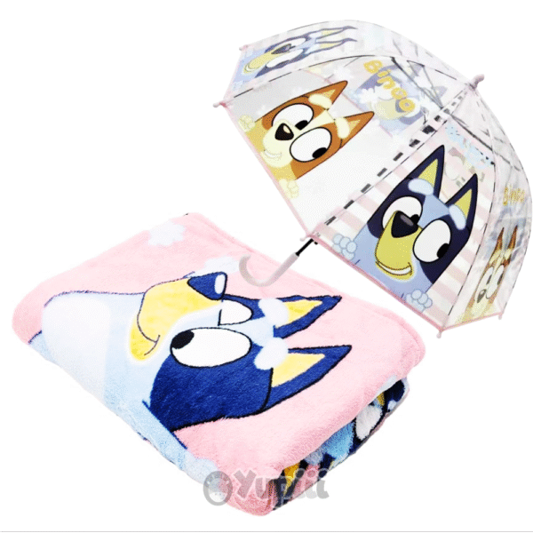 Conjunto Inverno Manta Polar e Guarda-Chuva Bluey