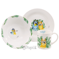 Conjunto de Refeição Cerâmica Bluey 3 Peças Caixa Presente 4+