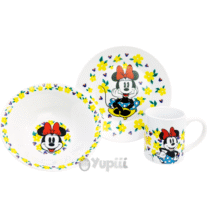 Conjunto de Refeição Cerâmica Minnie 3 Peças Caixa Presente 4+