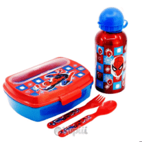 Conjunto Spiderman Sanduicheira, Talheres e Cantil 4 Peças