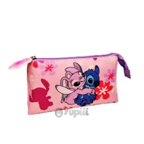 Estojo Triplo Stitch Ibiscus Rosa 22x14x3,5cm
