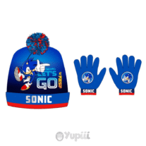 Sonic Conjunto Gorro e Luvas e Envelope Presente T.54
