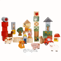 Conjunto Blocos Madeira Animais da Quinta Woomax 36 Peças 18m+