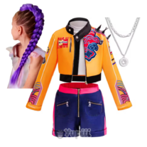 Disfarce Completo Rumi K-Pop Hunters Menina Fato e Trança