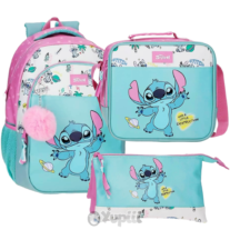 Conjunto Escolar Stitch 'Little Destruction' - Mochila, Lancheira e Estojo