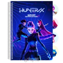 Caderno Espiral A5 com Separadores Guerreiras K-Pop Pautado 80 Folhas