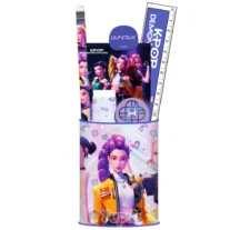 Conjunto Metal Papelaria Guerreiras K-Pop Material Escolar 6 Peças
