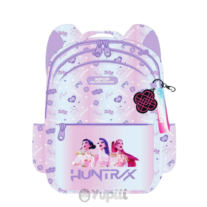 Mochila Escolar Guerreiras K-Pop Demon Hunters 3 Compartimentos Violeta
