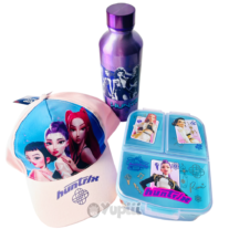 Kit Presente Guerreiras K-Pop - Garrafa, Boné e Sanduicheira