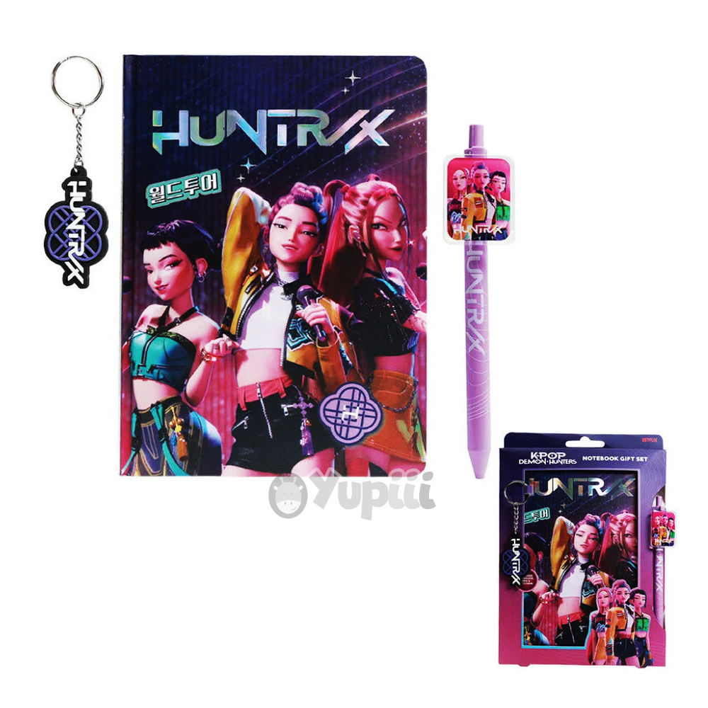 conjunto-caderno-caneta-porta-chaves-kpop-guerreiras