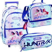 Conjunto Escolar Guerreiras K-Pop - Trolley, Estojo e Lancheira Térmica Violeta