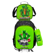 Conjunto Escolar Minecraft Completo - Trolley, Lancheira Térmica, Estojo - 3 Peças